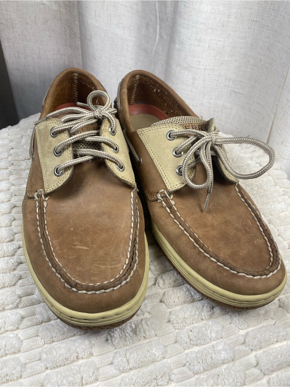 Sperry Top-Sider Billfish 3-Eye Men’s Leather Boat Shoes Tan Beige 10.5M 0799023